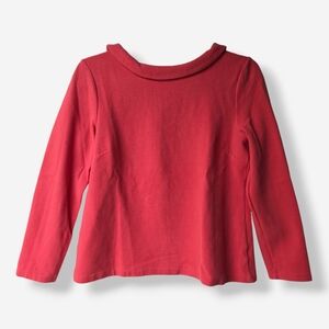Women's Coral Cotton Red Round Neck Top Quarter Sleeves